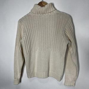 Vintage Columbia Turtleneck Sweater Ivory Ribbed Knit Women's Size M